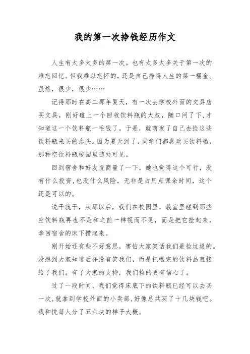我的第一次挣钱经历作文
