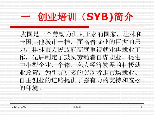 创业培训-SYB推广介绍PPT课件