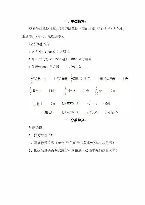 五年级数学下册必考题型+易错题汇总(分知识点)