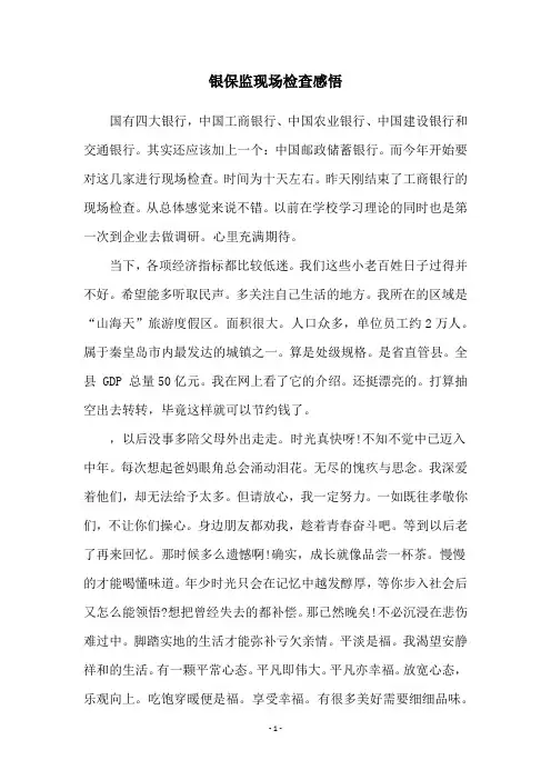银保监现场检查感悟
