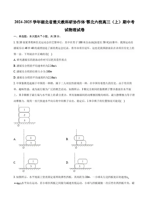 湖北省楚天教科研协作体鄂北六校2024-2025学年高三上学期期中联考物理试卷(含解析))