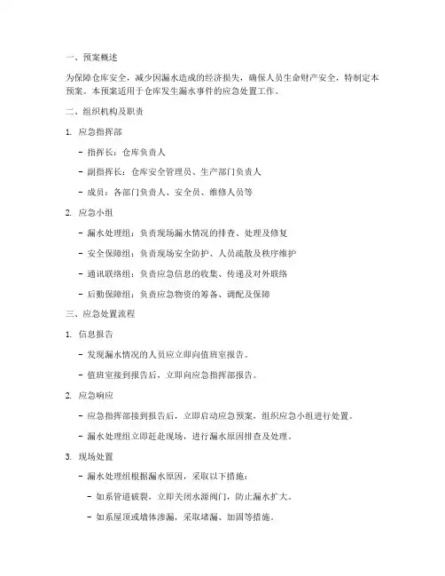 仓库漏水应急处置预案