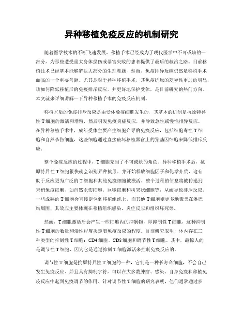 异种移植免疫反应的机制研究