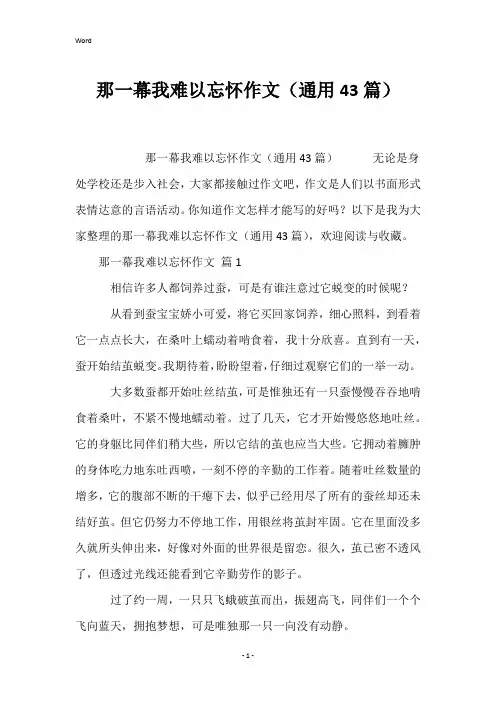 那一幕我难以忘怀作文(通用43篇)