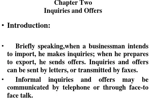 商务英语课件Chapter 2 inqiuries and offers(1)