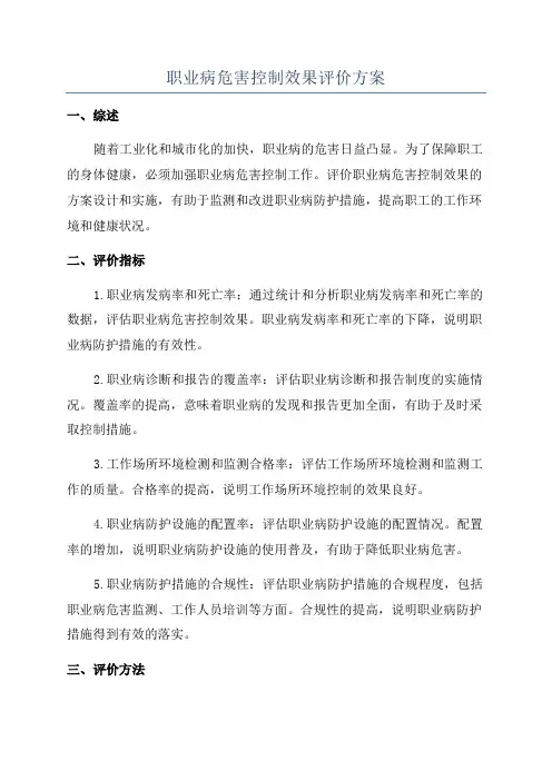 职业病危害控制效果评价方案