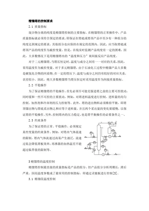 精馏塔的控制要求