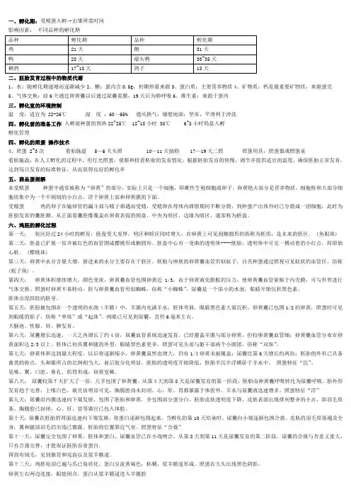 家禽生产复习资料第三章家禽的孵化