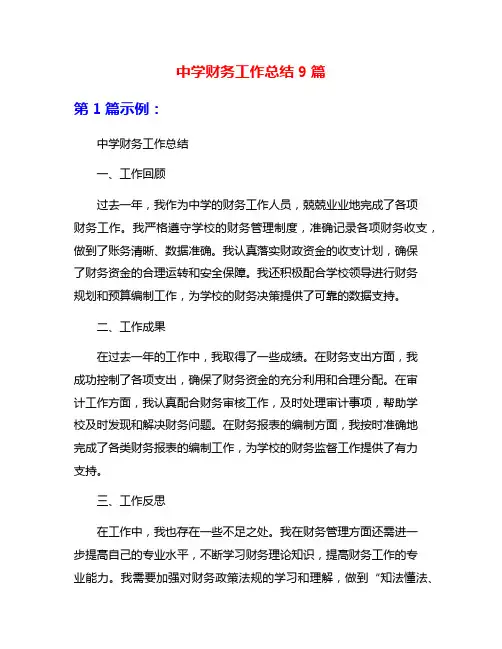 中学财务工作总结9篇