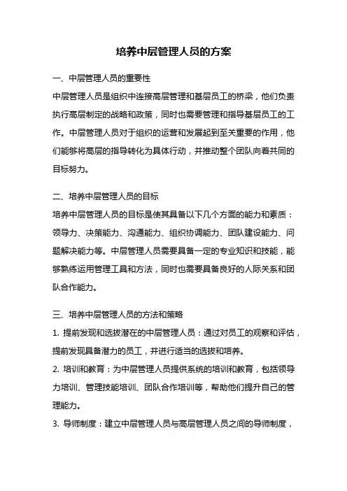 培养中层管理人员的方案