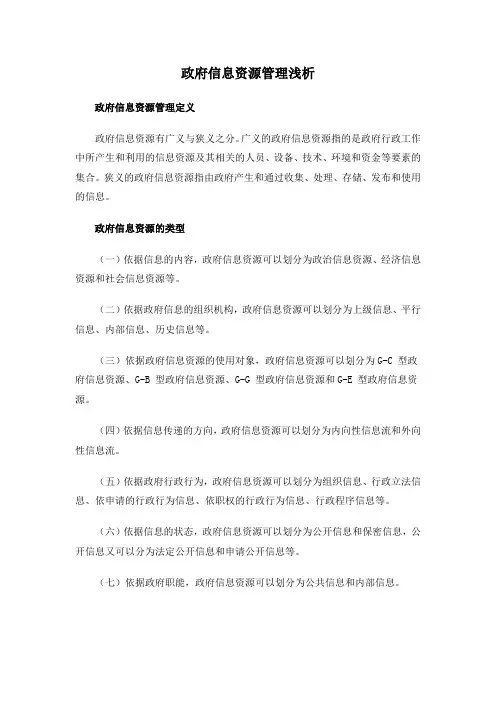 政府信息资源管理浅析