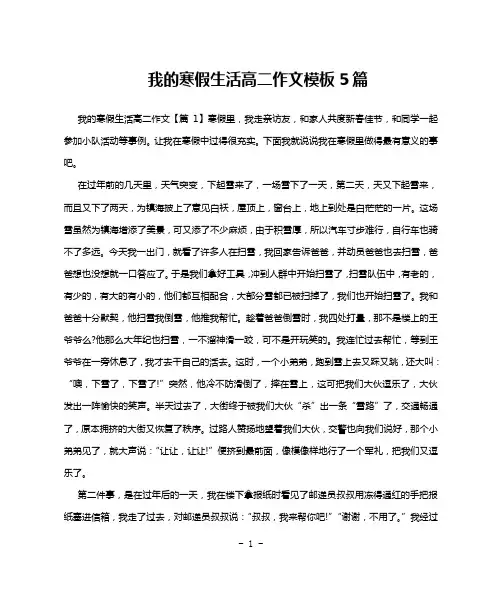 我的寒假生活高二作文模板5篇