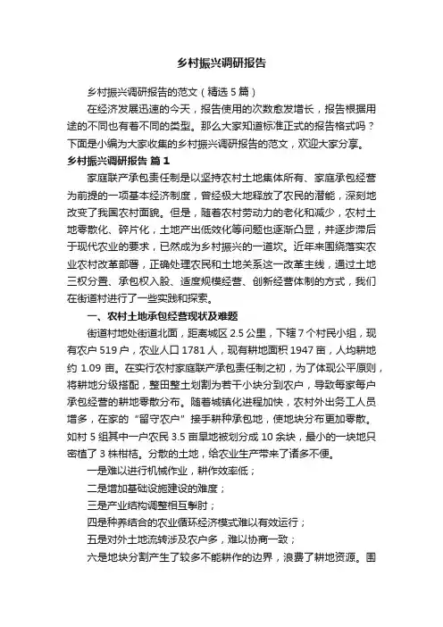 乡村振兴调研报告的范文（精选5篇）