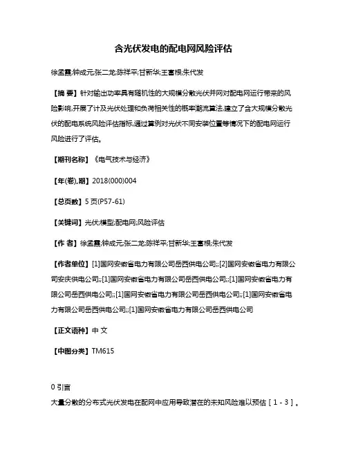 含光伏发电的配电网风险评估