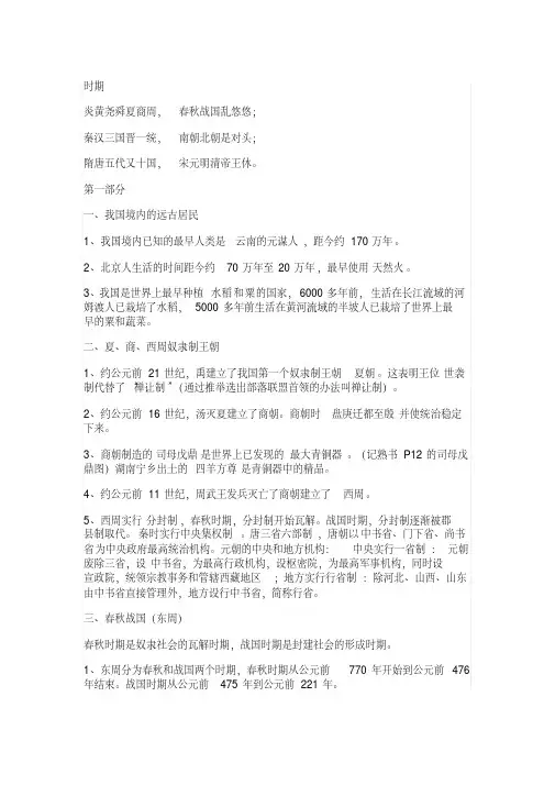中国古代史知识点汇总