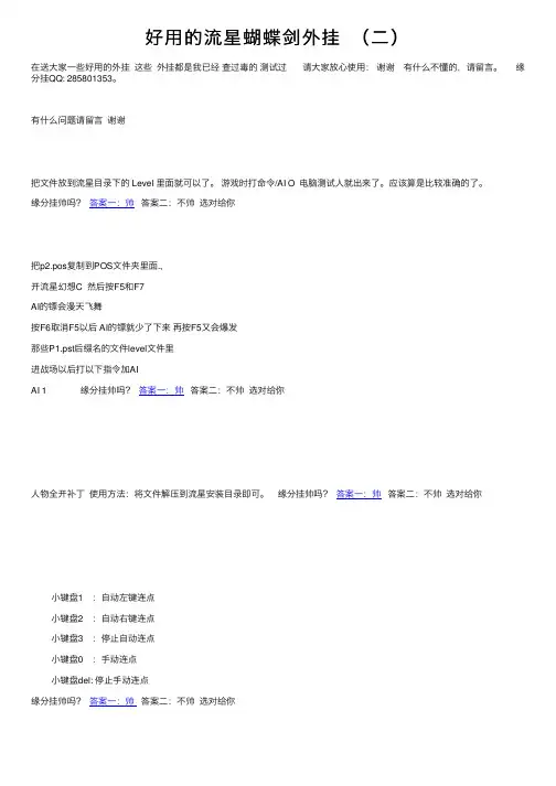 好用的流星蝴蝶剑外挂