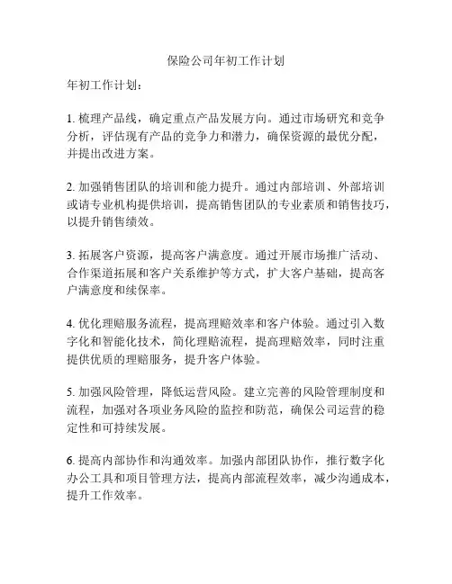 保险公司年初工作计划