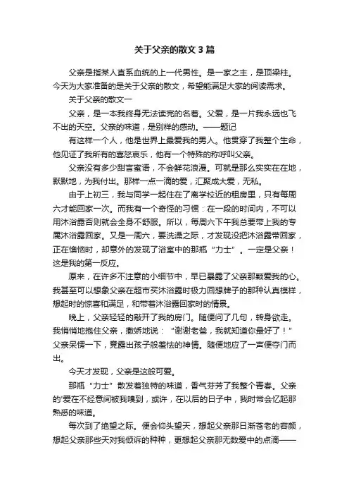 关于父亲的散文3篇