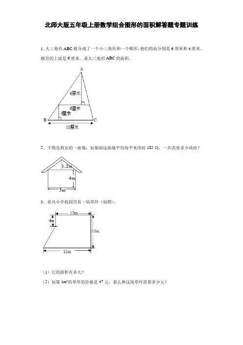 组合图形的面积解答题专题训练(试题)-数学五年级上册