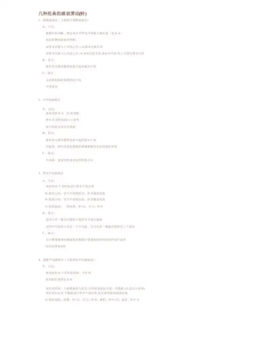 几种经典的滤波算法