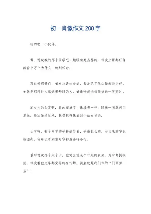 初一肖像作文200字