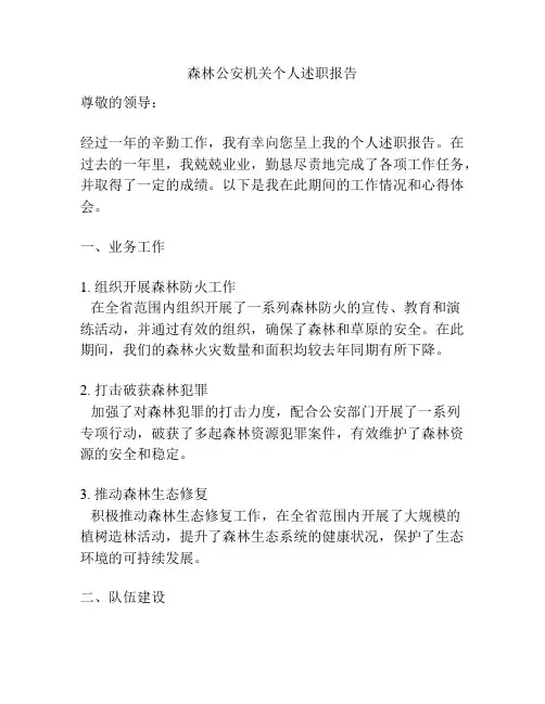 森林公安机关个人述职报告