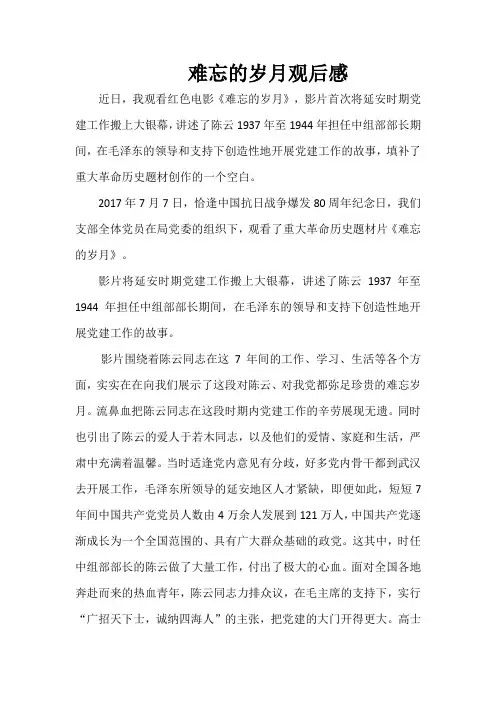 难忘的岁月观后感