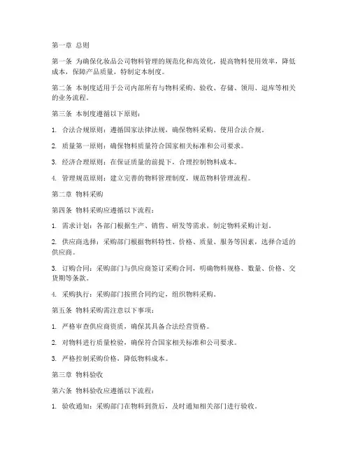 化妆品公司物料管理制度