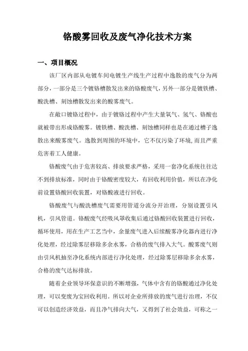 环保设备铬酸雾回收净化、酸雾废气净化技术方案.