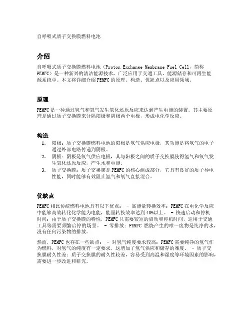 自呼吸式质子交换膜燃料电池