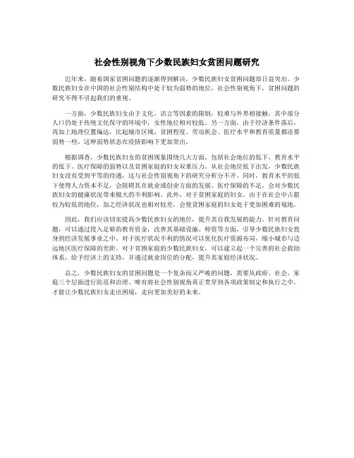 社会性别视角下少数民族妇女贫困问题研究
