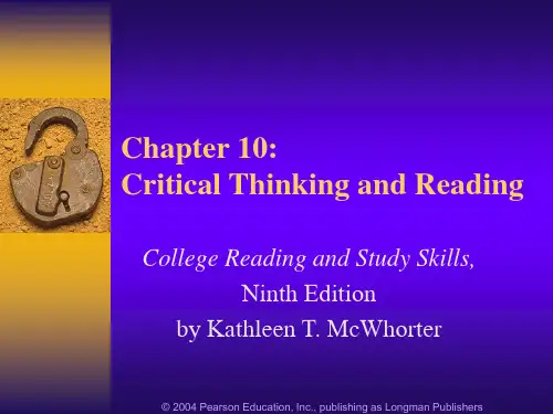 Chapter 10 Critical Thinking and Reading第10章批判性思维与阅读
