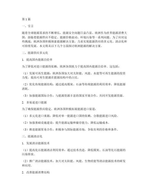 欧洲能源的解决方案(3篇)