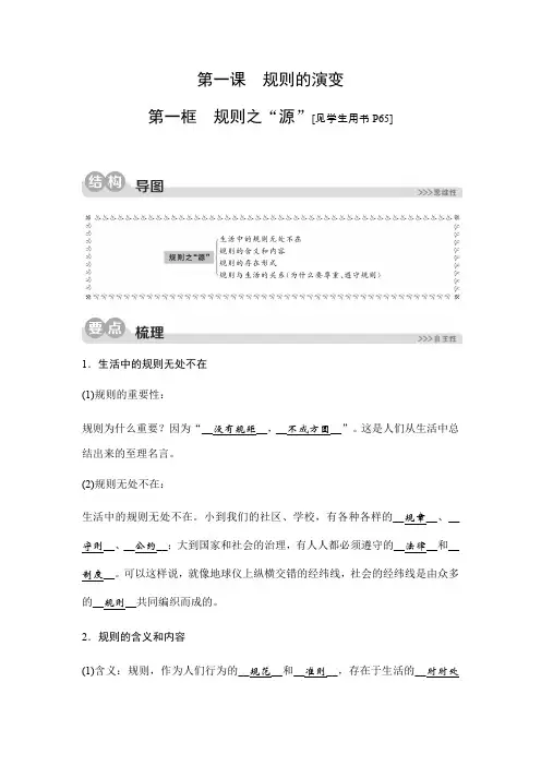 2020春人教版七年级历史和社会下册同步测试：第七单元第一课规则的演变第一框规则之“源”