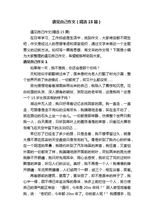 遇见自己作文（精选15篇）
