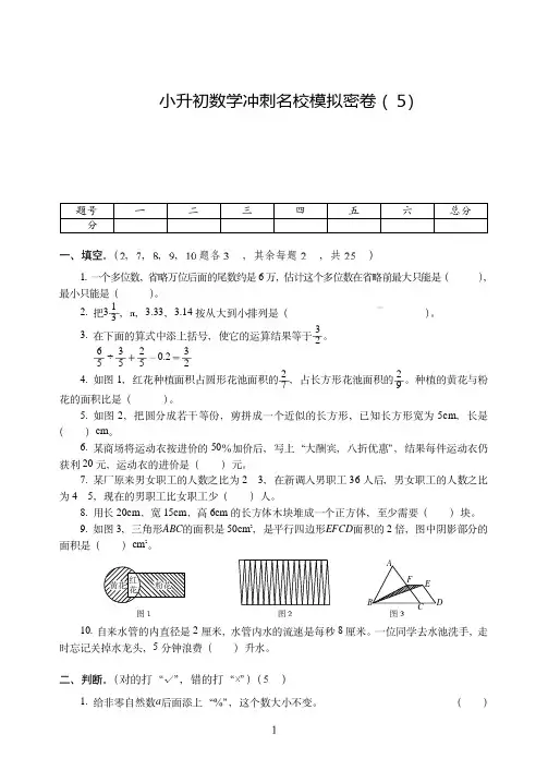 洛阳市2019-2020小升初数学冲刺名校模拟密卷附试题详细答案( 5)