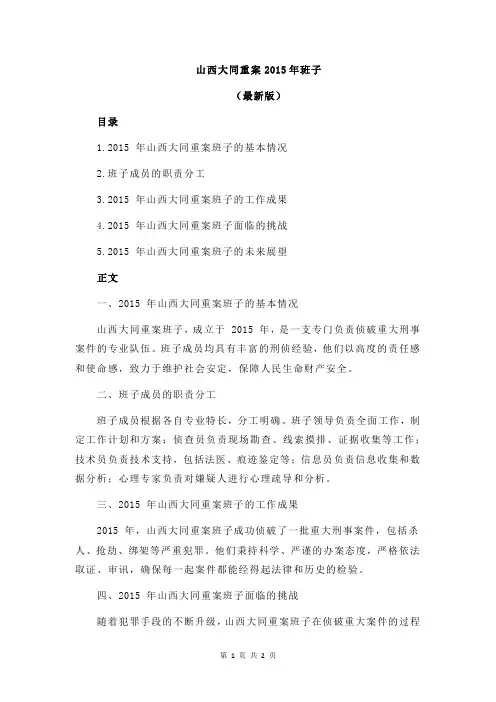 山西大同重案2015年班子