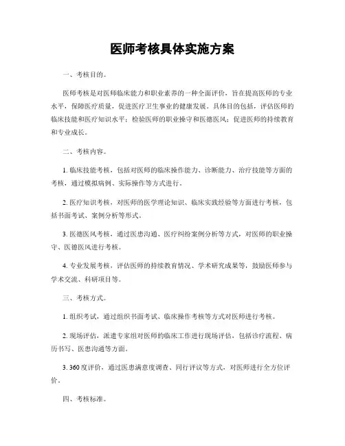 医师考核具体实施方案