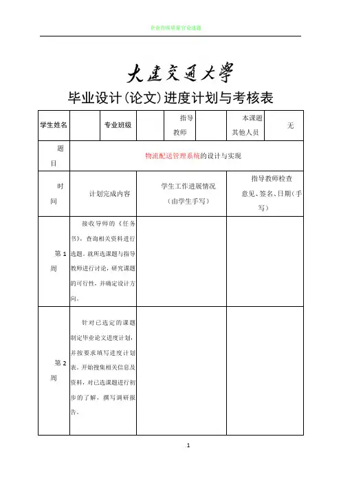 进度计划与考核表