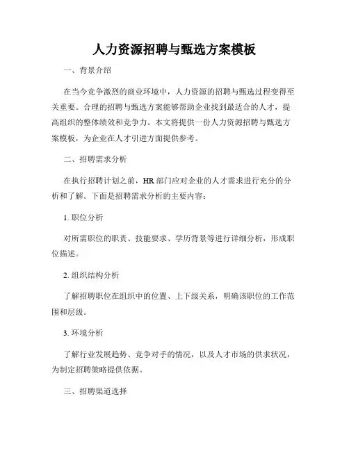 人力资源招聘与甄选方案模板