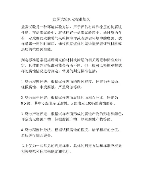 盐雾试验判定标准划叉