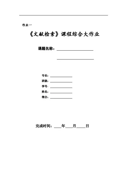 文献检索大作业格式