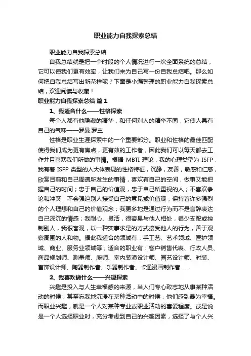 职业能力自我探索总结