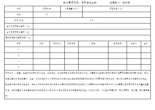 安全生产费用提取、使用台账