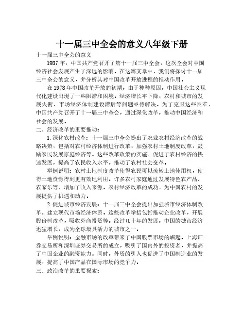 十一届三中全会的意义八年级下册