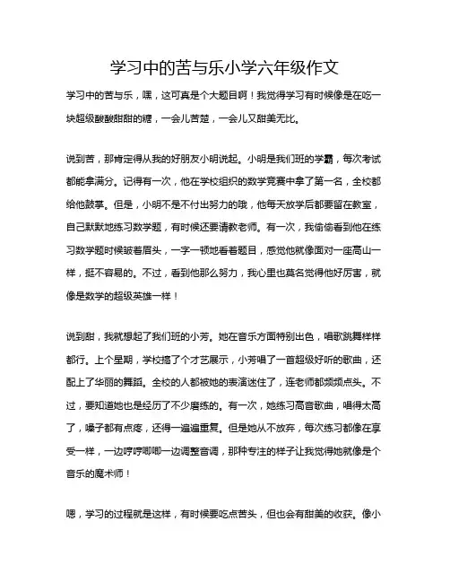 学习中的苦与乐小学六年级作文