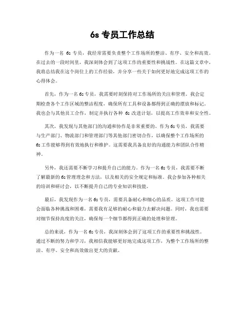 6s专员工作总结