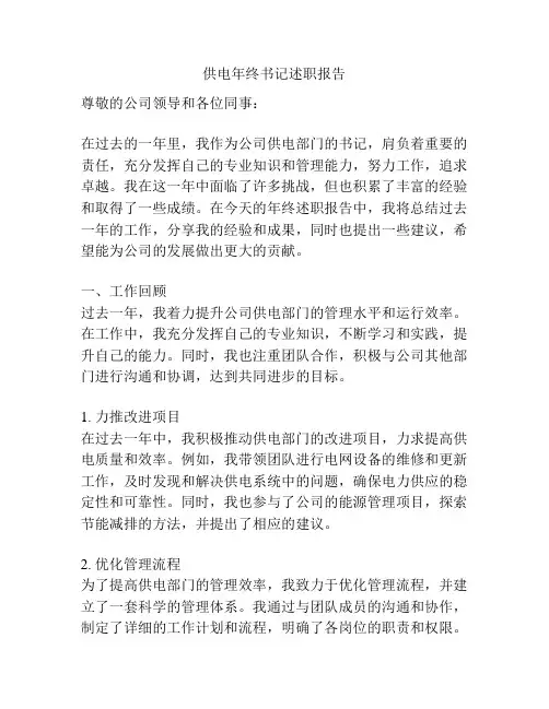 供电年终书记述职报告