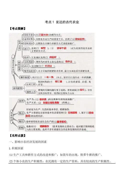 高考历史历年真题汇编考点1 发达的古代农业(解析版)