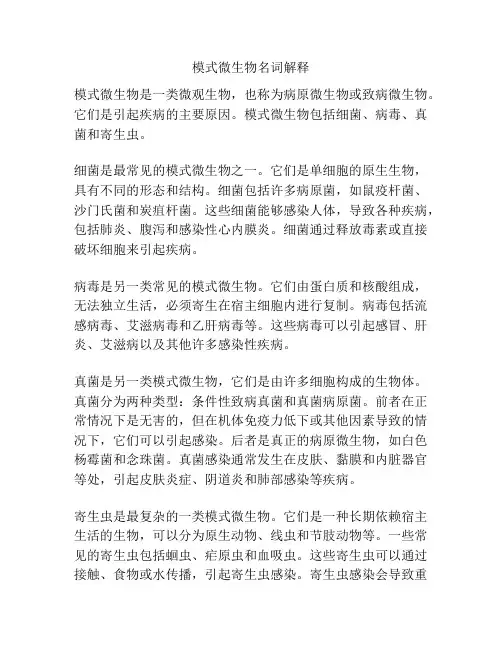 模式微生物名词解释